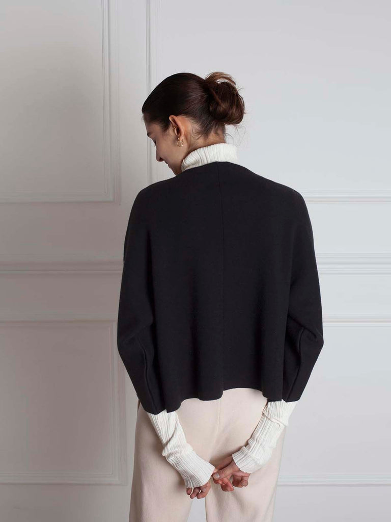 Frett Knit Kimono Jacket - Black - Moxie TLV