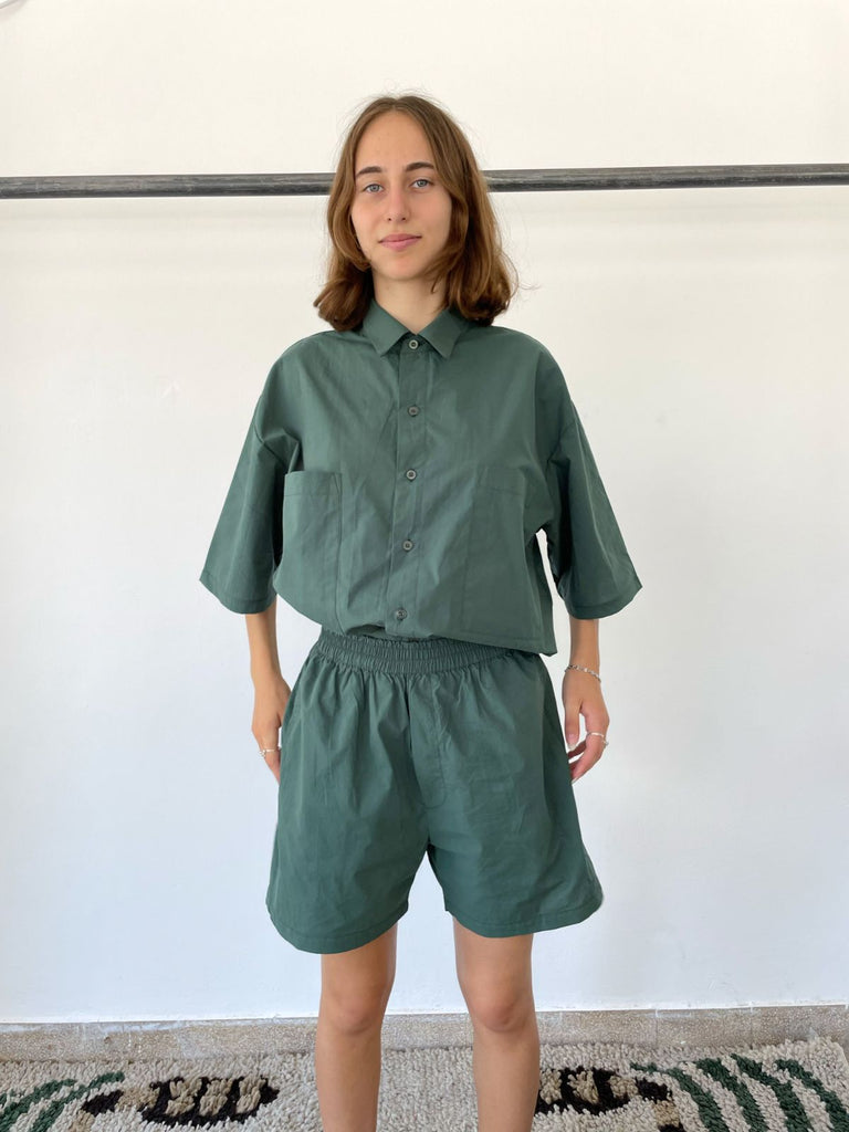 Maya Bash Oversized Shirt - Green - Moxie TLV