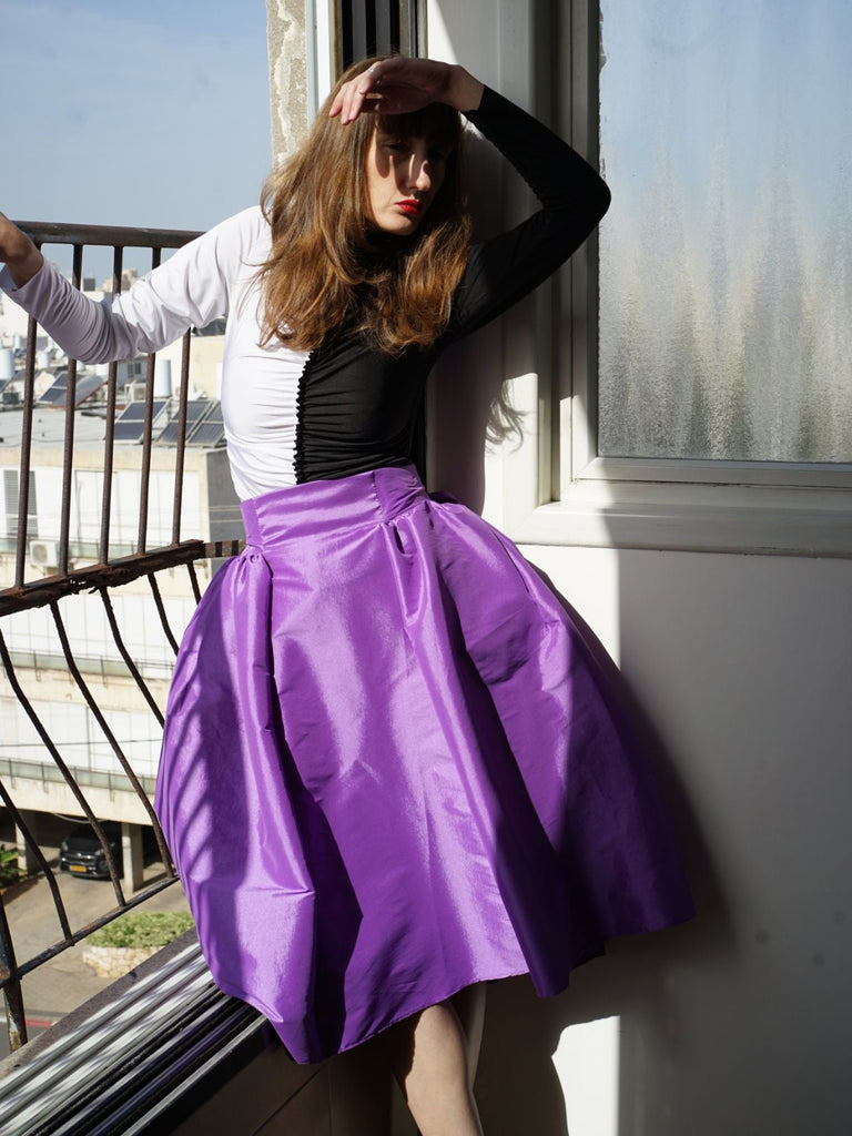Shahar Avnet Bow Taffeta Skirt - Purple - Moxie TLV