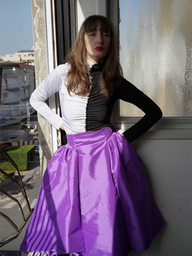 Shahar Avnet Bow Taffeta Skirt - Purple - Moxie TLV