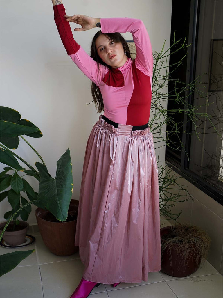 Shahar Avnet Metal Taffeta Skirt - Pink - Moxie TLV