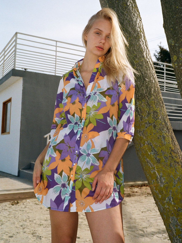 Anna Rosen Purple Farrah Cover-up Shirt - Moxie TLV