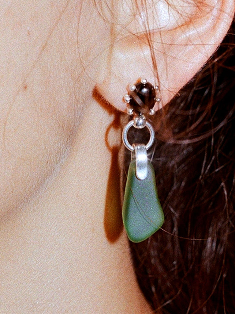 Born From Rock Green Sea Glass Drop Earring - Moxie TLV