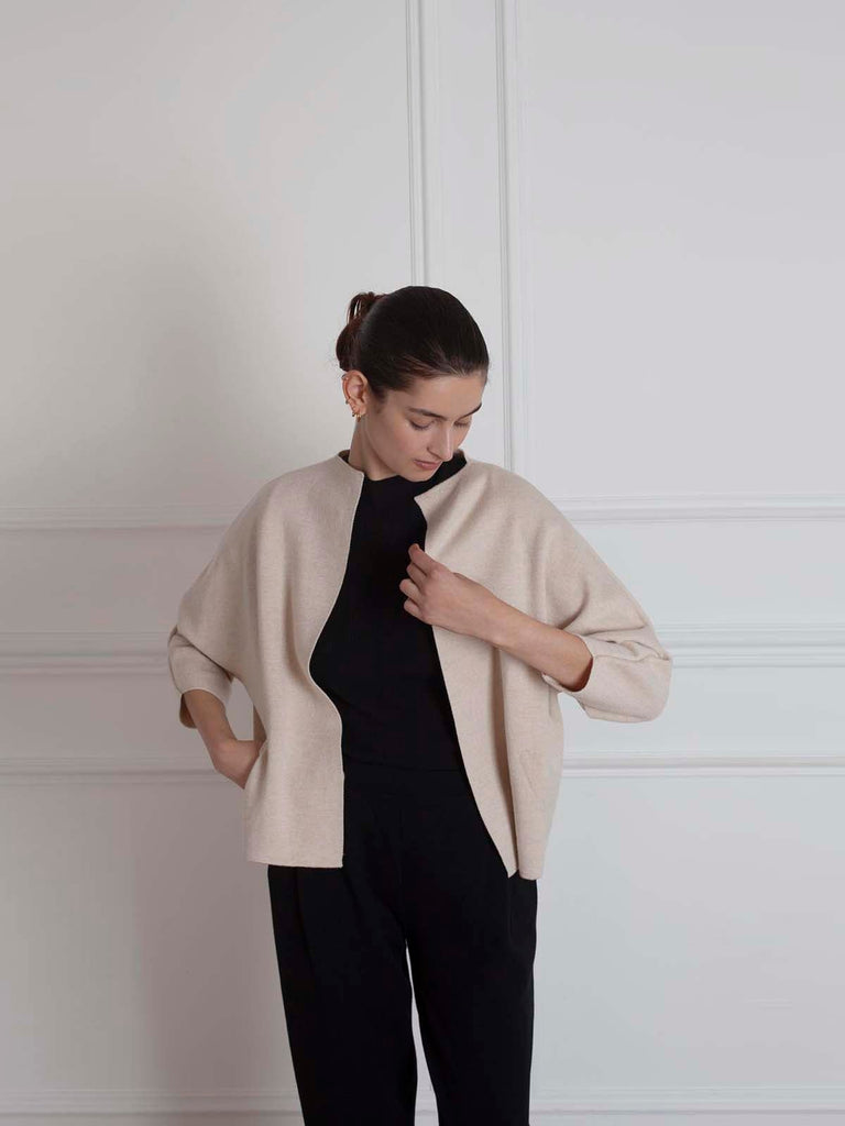 Frett Knit Kimono Jacket - Ecru - Moxie TLV