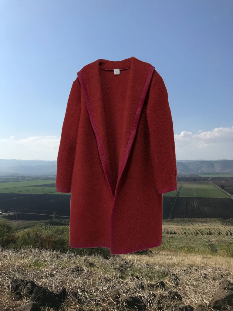 Hilal Red Velvet Upcycled Coat - Moxie TLV
