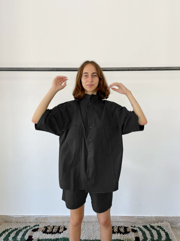 Maya Bash Oversized Shirt - Black - Moxie TLV