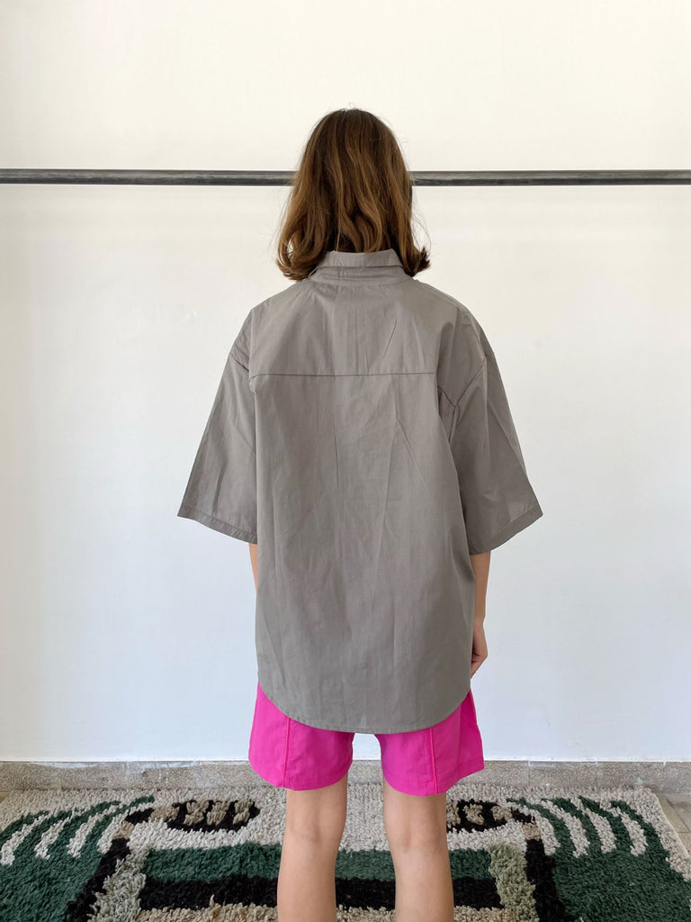 Maya Bash Oversized Shirt - Light Grey - Moxie TLV