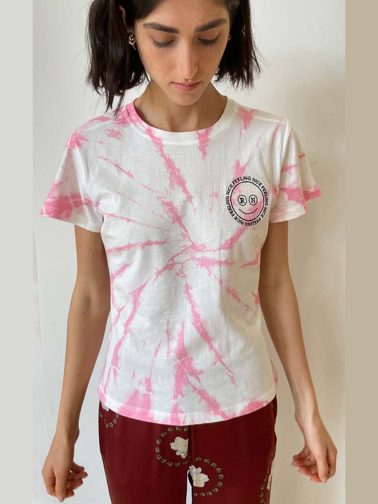 Ronna Nice Tie Dye Logo T-shirt - Pink - Moxie TLV