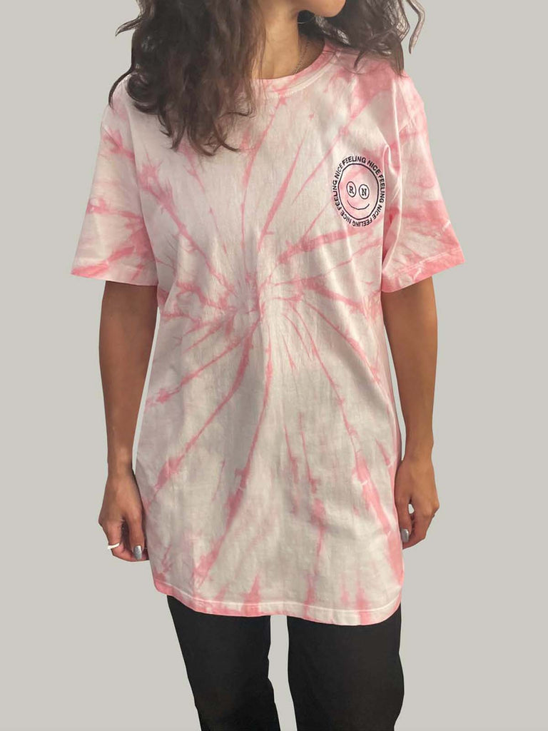 Ronna Nice Unisex Tie Dye Logo T-shirt - Pink - Moxie TLV