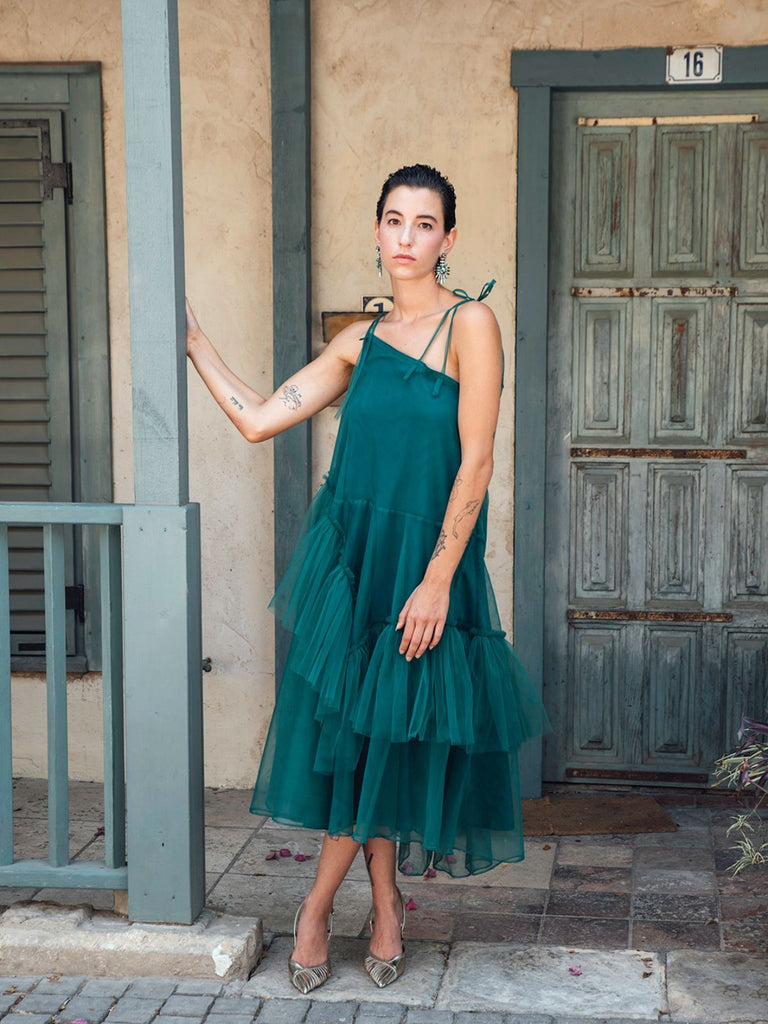 Shahar Avnet Emerald Green Floating Dress - Moxie TLV