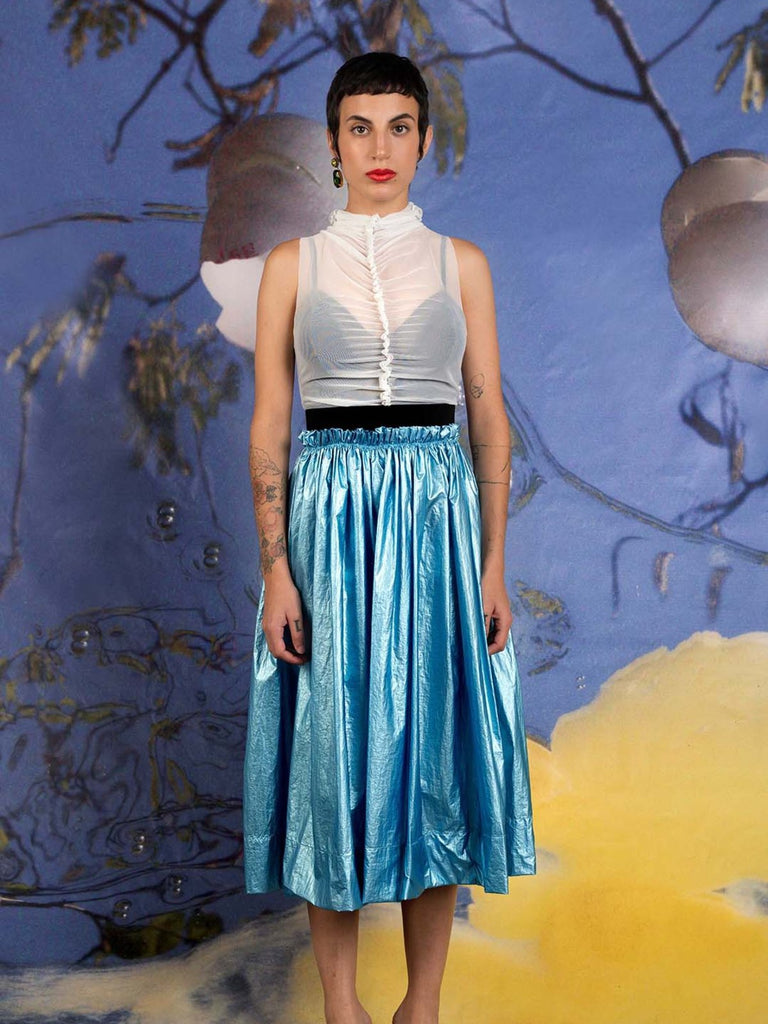 Shahar Avnet Metal Skirt - Light Blue - Moxie Tel-Aviv