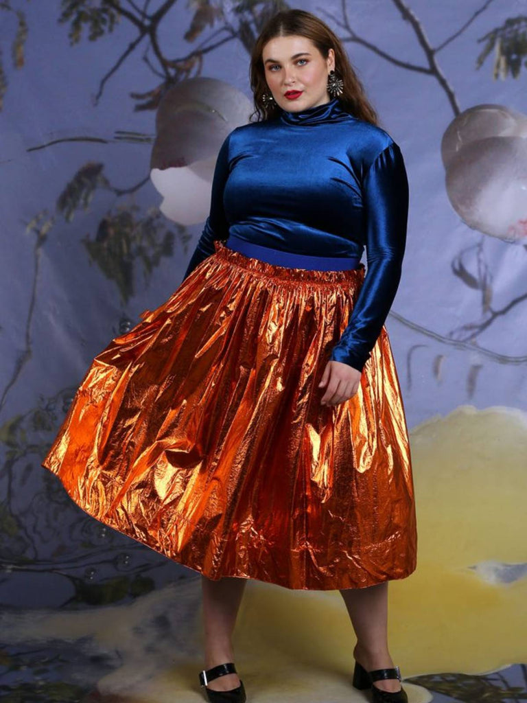 Shahar Avnet Metal Skirt - Orange - Moxie Tel-Aviv