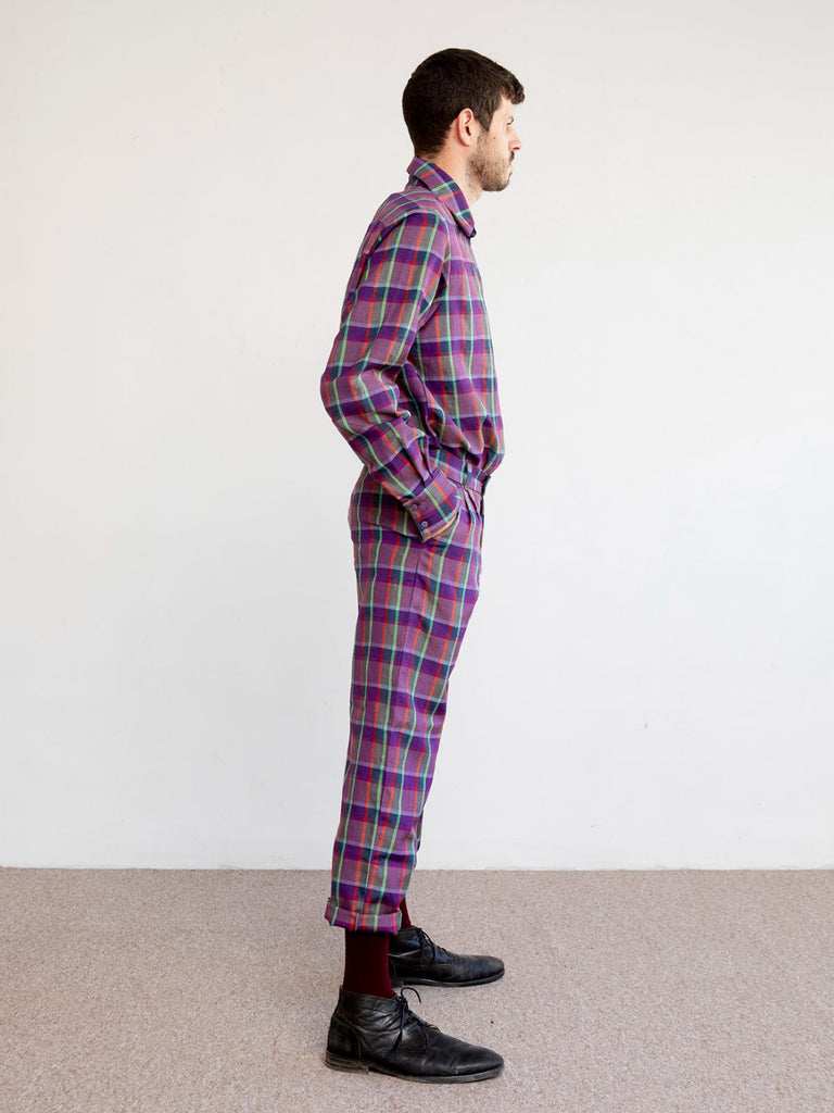 Tutu.B Beno Checkered Pants - Purple - Moxie TLV
