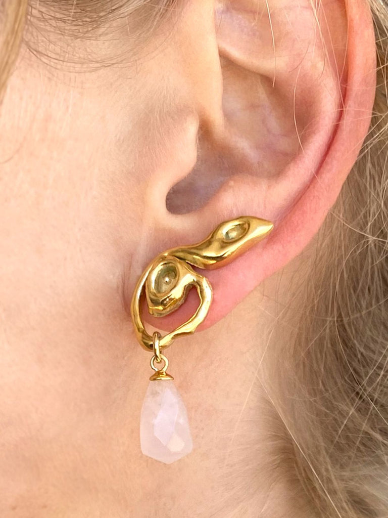 Yoster Majestic Rose Quartz Spiral Earrings - Moxie TLV